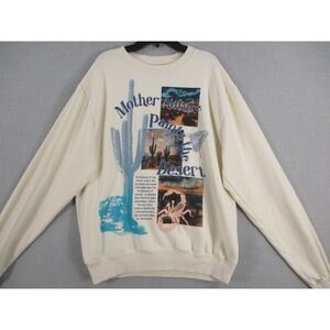 Modern Lux Mother Nature Paints the Desert Sweatshirt Cream Graphic XS Womens